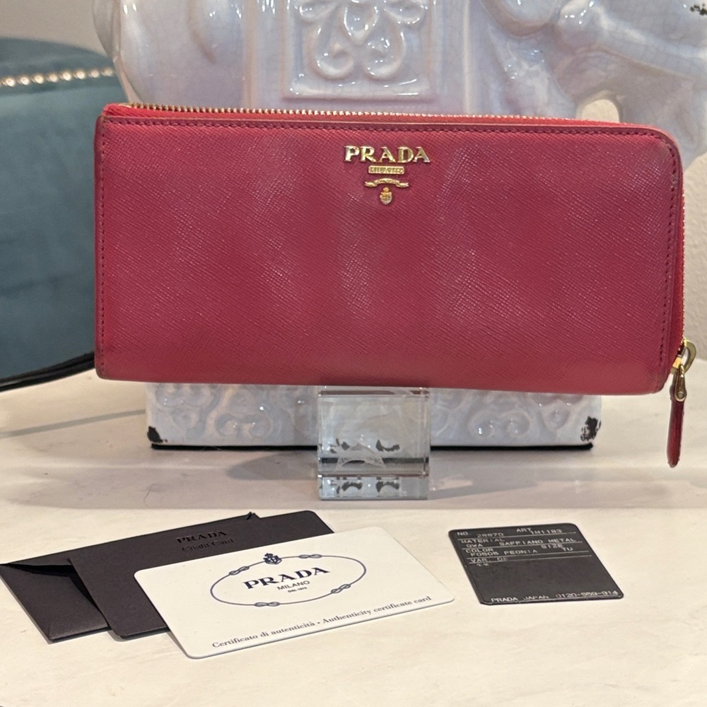 PRADA Long Peonia Saffiano Wallet with COA
